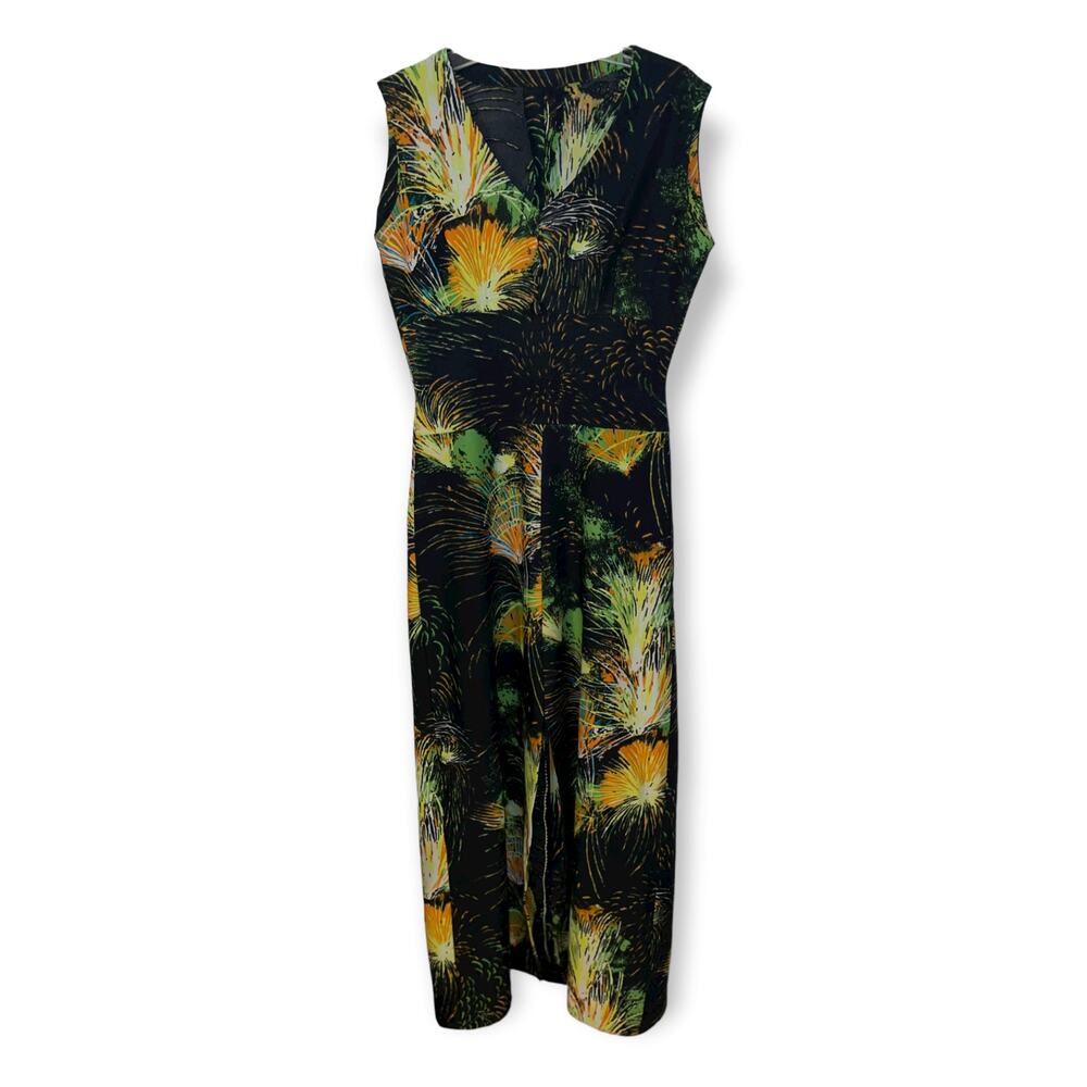 Vintage 1970s galaxy print dress sleeveless polyester dress